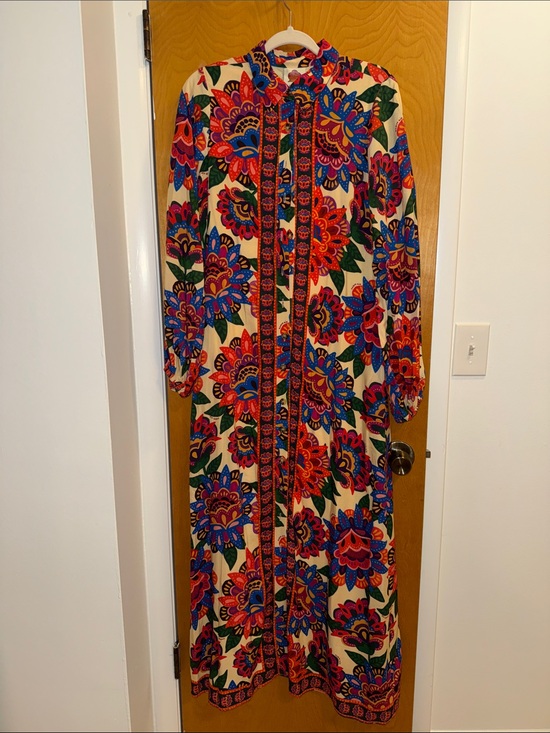 FARM Rio Dresses & Skirts - FARM Rio Cream Maxi Dress with Bold Red, Blue & Green Floral Print